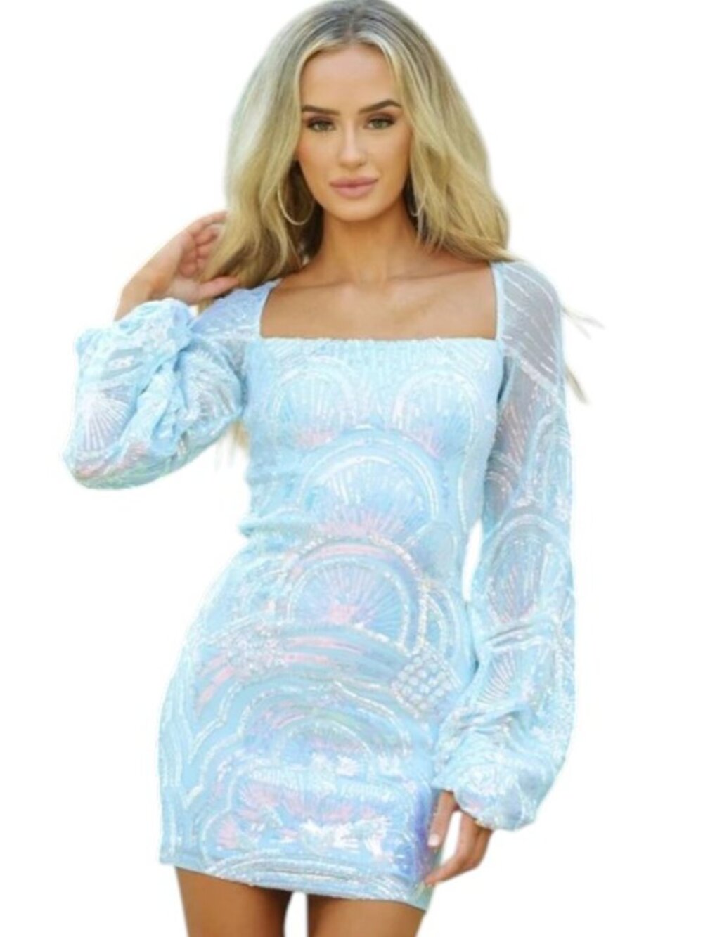 Velvi Light Blue Sequin Cocktail Dress Size Small Homecoming Dress